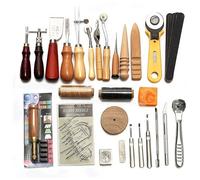 Kit d'outils de maroquinerie 37 pièces pour couture à la main, poinçon, sculpture, rainureuse de selle
