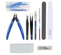 Kit d'outils de modélisme - 14 pièces pour kits de modélisme en plastique, construction Gundam, modèles de voitures, assemblage miniature, réparation et travaux manuels avec boîte de rangement