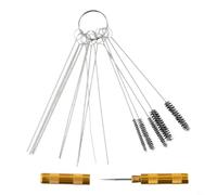 Kit d'outils de nettoyage et de réglage du pare-brise de voiture avec aiguille dorée, aiguilles argentées et 5 tailles de brosse pour déboucher les jets de pulvérisation,