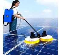 Kit d'outils de nettoyage pour panneau solaire, brosse électrique à double tête sèche/humide, manche télescopique extensible, économie d'eau efficace pour les grandes zones photovoltaïques
