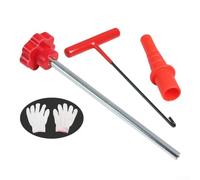 Kit d'outils de noyau de valve automobile pour un entretien rapide des pneus comprenant un crochet en T, un tube de localisation conique en métal, une tige de poussée et des gants