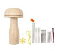 Kit d'outils de patchwork en bois pour couture et tricot, comprend des aiguilles à gros chas, un enfile-aiguille, un tube de rangement pour réparer des vêtements et des chaussettes