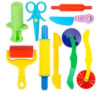 Kit d'outils de pétrissage pour enfants, 9 pièces, avec rouleau à pâtisserie, emporte-pièces, ciseaux pour enfants, extrudeuse à pâte, couteau en plastique