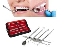 Kit d'outils de pince à épiler de sonde propre orale 5 pièces ensemble d'outils de détartreur dentaire d'acier inoxydable outil de dentiste de décapant de Plaque de miroir de grattoir de dent