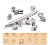 Kit d'outils de poinçonnage 12 motifs de plantes pour bricolage pour projets en cuir et bois (D)