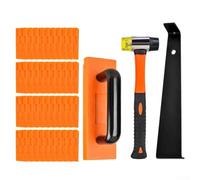 Kit d'outils de pose de sol 43 pièces pour bois, stratifié et MDF - Maillet en caoutchouc double face, barre de traction améliorée, bloc de taraudage et 40 entretoises - Professionnel