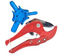 Kit d'outils de qualité supérieure pour tubes composites, coupe-tubes pour plastique PVC & tubes composites multicouches jusqu'à 42 mm + calibrateur 16 20 26 mm (Bleu)