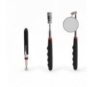 Kit d'outils de ramassage 3 pièces : élévateur magnétique télescopique avec LED puissante, miroir d'inspection flexible et pince magnétique | L'accessoire idéal pour la voiture et l'atelier