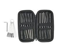 Kit d'outils de réglage de carburateur - 12 pièces cannelé et double D avec brosses de nettoyage, clé hexagonale et mallette de transport pour moteurs à 2 temps (pour Husqvarna, Poulan, Craft