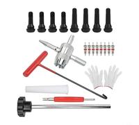 Kit d'outils de remplacement de tige de valve de pneu 22 pièces pour voitures, camions légers et tondeuses à gazon - Construction en acier et plastique, extracteur de crochet en T, Con