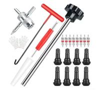 Kit d'outils de remplacement pour tige de valve de pneu, 22 pièces avec crochet en T et tige de poussée pour voitures, camions légers, tondeuses à gazon, convient pour 11,3 mm