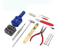 Kit d'outils de réparation de montre 16 pièces avec tournevis, extracteur de maillons, ouvre-boîtier, marteau et pince à épiler pour horloger professionnels