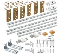 Kit d'outils de réparation pour porte de placard à deux volets, comprend des roues de guidage supérieures, pivot supérieur, pivot inférieur, ressort, goupille de pivot en métal et rail en acier (121,9