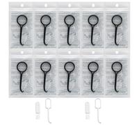 Kit d'outils de retrait d'alignement transparent de 10 pièces - Crochet de retrait de retenue portable pour accolades invisibles, aligneurs et retenues - Kit d'outils facile à tirer (noir)