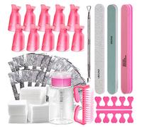 Kit d'outils de retrait de vernis à ongles en acrylique acétone avec pinces à ongles, lingettes, cutter, pompe, polissoir à ongles, limes à ongles, pinceau