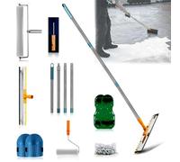 Kit d'outils de revêtement de sol, pâte de nivellement, avec rouleau à pointes de 50 cm, rouleau à peinture, spatule en acier inoxydable 56 cm, chaussures à ongles, poignée d'extension amovible de 1,6