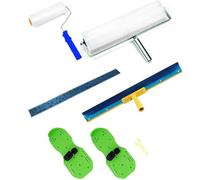 Kit D'outils de Revêtement de Sol, Rouleau de Purge + Chaussures à Pointe époxy + Raclette à Poser pour Grande Surface, Manche Télescopique pour Masse de Compensation, Sol, Mur