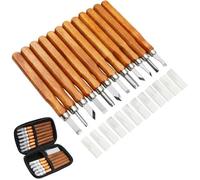 Kit d'outils de sculpture sur bois 12Pcs - professionnel Menuiserie Ciseaux à bois sur manche avec couvercles de protection