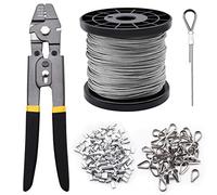 Kit d'outils de sertissage de câble métallique de 100 m, câble en acier inoxydable avec manchons de sertissage en aluminium et cosses en acier inoxydable pour balustrade, terrasse, suspension de