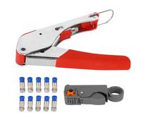 Kit d'outils de sertissage de câbles coaxiaux, sertisseuse et dénudeur de câbles en acier avec 10 connecteurs de Compression F