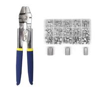 Kit d'outils de sertissage de câbles métalliques, outil manuel en acier inoxydable avec 150 embouts à Double baril en aluminium for la fabrication de câbles et de laisses(SJ-255 AND 300PCS)