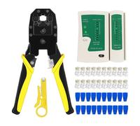 Kit D'Outils De Sertissage Rj45 Avec 20 Connecteurs Cat5 Rj45, 20 Bottes Anti-Traction, 1 Dénudeur De Fil Et 1 Testeur De Câble Rj45