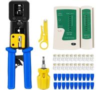 Kit d'outils de sertissage RJ45 avec 20 connecteurs et couvercles traversant Cat5 Cat5E Cat6