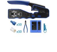 Kit d'outils de sertissage RJ45 Cat6 Cat5E, Ensemble de sertisseuses Ethernet avec connecteurs, Bottes, testeur RJ45/RJ11, dénudeur de Fil