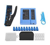 Kit d'outils de sertissage RJ45 Outil de dénudage de sertissage de câble réseau professionnel avec testeur pour connecteurs Ethernet Cat5e Cat6 Cat6a Boîte de rangement en acier