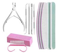 Kit d'outils de soin des ongles, ensemble de coupe-ongles, Kit de soins des ongles 12 pièces, 100/180 outils de manucure, Les outils pour ongles comprennent une pince à cuticules et un décapant triang