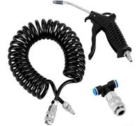 Kit d'outils de soufflage d'air à connexion rapide de 6 mm pour nettoyage de cabine de camion avec tuyau en spirale et buses (noir)