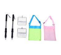 Kit D'outils de Tamisage de Coquillages Côtiers pour Enfants et Adultes, avec Sac de Plage Extensible et Cuillère en Métal pour Les Trésors Marins (2 pelles + 2 Sacs Coquillages)