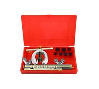 Kit d'outils de torchage de tuyau, 9 pièces de réparation de tube de frein - Kit d'évasement de tuyau en acier - Avec pince à écarteur avec étui de rangement rouge