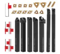 Kit d'outils de tournage indexable de 21 pièces avec inserts en carbure et clés pour le travail des métaux, compatible avec SDJCR1212H07, SDNCN12120H07, MGEHR121