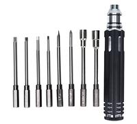 Kit D'outils de Tournevis RC, Kit de Tournevis 8 en 1 Comprenant 2 Mm 2,5 Mm 3 Mm 4 Mm 5 Mm 5,5 Mm Hexagonaux et Embouts de Tournevis Plats/croisés, Outils de Réparation pour Rc et Drone