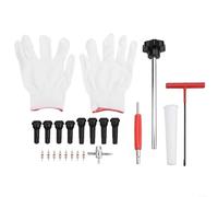 Kit d'outils de valve de pneu 22 pièces avec extracteur de tige de soupape, crochet, outil d'aide à la bouche Suppermouth Outil quatre en 1 Outil de retrait de noyau de valve à double tête (noir)
