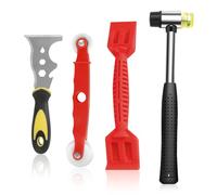 Kit d'outils de vitrage de fenêtre 4 pièces, outils de fenêtre pour montage et réparation, y compris racleur en acier inoxydable, marteau à double tête, rouleau de pression et spatule