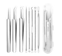 Kit d'outils d'enlèvement de points noirs, 8 pièces points noirs, élimination, , extracteur d'aiguille d'acné, en acier inoxydable, avec pince à épiler et étui pour points noirs, acné
