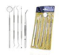 Kit D'outils Dentaires En Acier Inoxydable, Dissolvant De Tartre, Miroir, Soins Buccaux, Blanchiment Des Dents, Fil Dentaire, Hygiène, Plaque Dentaire, 5 Pièces Blanc