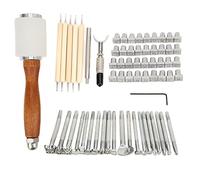 Kit d'outils d'estampage pour sculpture en cuir, outils de travail du cuir pour bricolage, kits de tampons professionnels en cuir avec 21 motifs, comprend un couteau pivotant, une