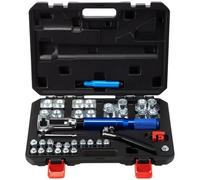 Kit d'outils d'évasement hydraulique à 45 ° pour conduite de frein à double évasement de 3/16" à 1/2" avec coupe-tube, ébavureur, 32 outils d'évasement pour conduite de frein en cuivre, carburant