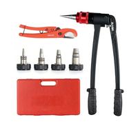 Kit d'outils d'expansion à rotation automatique PEX avec 4 embouts nickelés mats (3/8", 1/2", 3/4", 1") - Kit d'outils d'expansion PEX-A efficace et fiable avec coupe-tube. Conforme à la norme ASTM