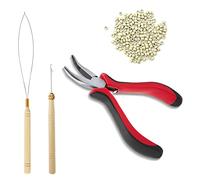 Kit d'outils d'extension de cheveux, outil de perle, liens, perles doublées de silicone, pince à cheveux incurvée, pour extensions de cheveux ou épilation de plumes