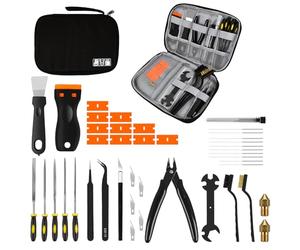 Kit d'outils d'imprimante 3D, kit d'outils d'imprimante 3D 43 pièces, accessoires d'impression 3D complets et kit d'entretien pour toutes les imprimantes FDM et SLA, outil de précision avec sac à