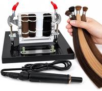 Kit doutils extensions de cheveux avec bâtonnets de kératine et fer à lisser, fer à lisser réglable, planche de préparation extensions, accessoires de coiffure de salon une personnalisation