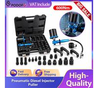 Kit d'outils extracteurs pneumatiques pour injecteurs diesel Podofo avec 19 adaptateurs et 3 extracteurs, kit de démontage pneumatique à percussion pour buses d'injecteurs, outil de réparation et de W