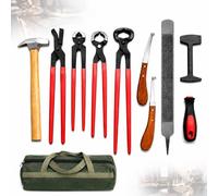 Kit D'outils For Maréchal-ferrant, Ensemble 9 Pièces For Parer Les Sabots | Pince À Sabot, Râpe, Couteau, Pince, Marteau, For Chevaux, Bovins, Moutons, Chèvres, Avec Sac De Rangement