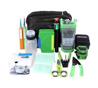 Kit d'outils FTTX 2 en 1 pour fibre optique, ensemble d'outils de terminaison et de nettoyage, testeur de fibre et VFL, dénudeur, couperet et nettoyant (vert)