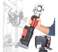 Kit d'outils hydrauliques électriques, sertisseuse de câbles sans fil et ensemble de sertissage avec 12 paires de matrices et 2 batteries, for cosses et fils de 10 à 300 mm²(Red)