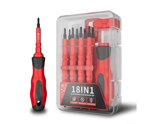 Kit d'outils isolés 18 en 1 pour électriciens avec 16 types d'embouts magnétiseur démagnétiseur ABS TPR poignée et étui organisé